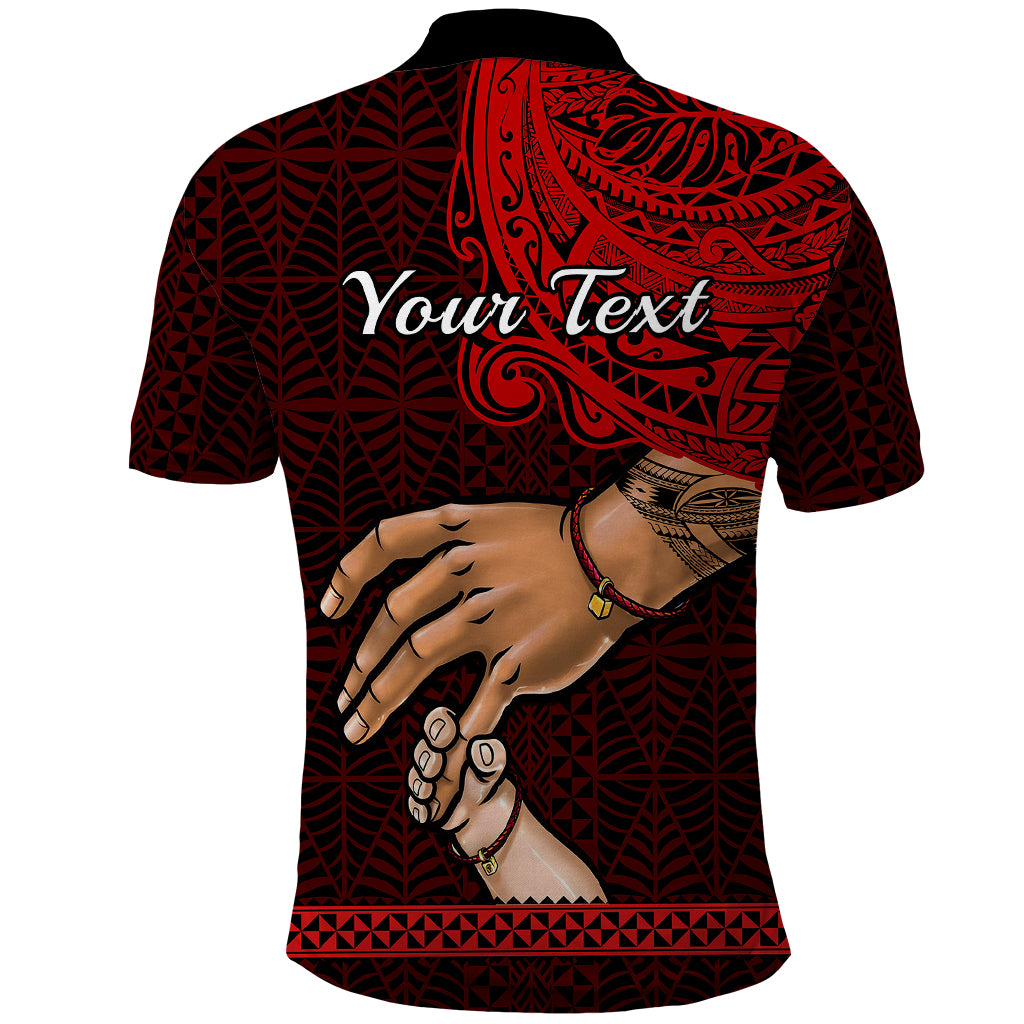 Custom Tonga Fathers Day Polo Shirt Black Tongan Ngatu I Love You Dad LT14 - Polynesian Pride