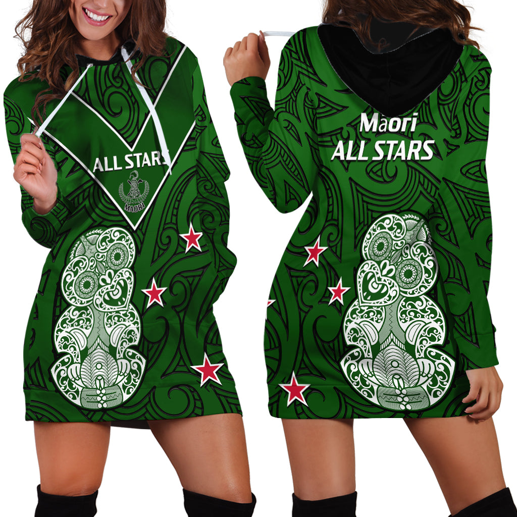 Aotearoa Rugby Hoodie Dress All Stars New Zealand Tiki Maori LT14 Green - Polynesian Pride