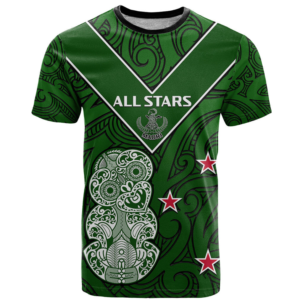 Aotearoa Rugby T Shirt All Stars New Zealand Tiki Maori LT14 Green - Polynesian Pride