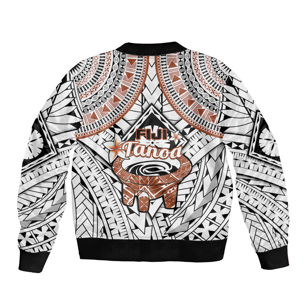 Fiji Tanoa Bomber Jacket Kava Bowl Fijian Tapa Brown Pattern LT14 - Polynesian Pride