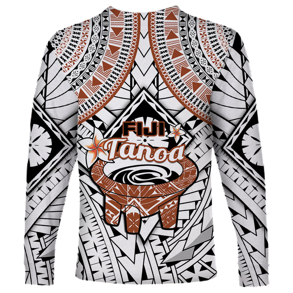 Fiji Tanoa Long Sleeve Shirt Kava Bowl Fijian Tapa Brown Pattern LT14 - Polynesian Pride