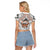 Fiji Tanoa Raglan Cropped T Shirt Kava Bowl Fijian Tapa Brown Pattern LT14 - Polynesian Pride