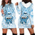 Fiji Tanoa Hoodie Dress Kava Bowl Fijian Tapa Blue Pattern LT14 Blue - Polynesian Pride