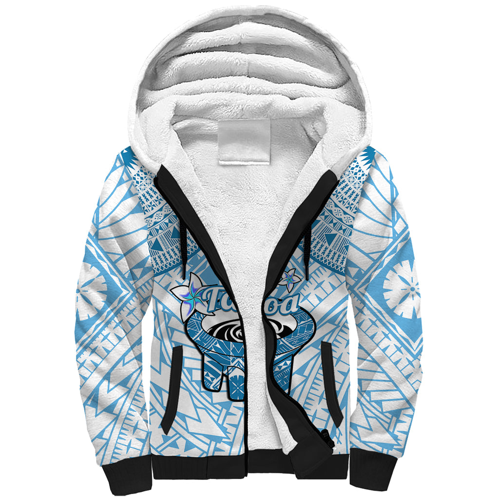 Fiji Tanoa Sherpa Hoodie Kava Bowl Fijian Tapa Blue Pattern LT14 Unisex Blue - Polynesian Pride