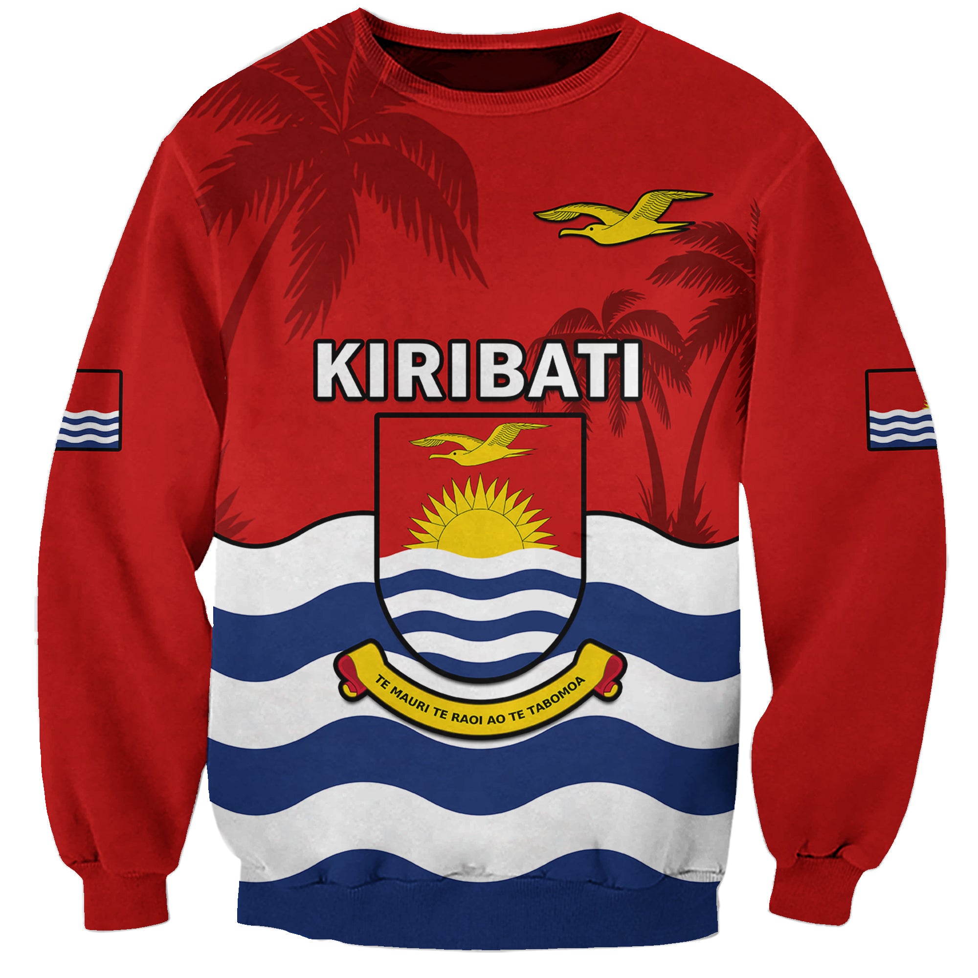 (Custom Personalised) Ribaberiki Kiribati Coat Of Arms Mix Palm Trees Sweatshirt LT14 Unisex Red - Polynesian Pride