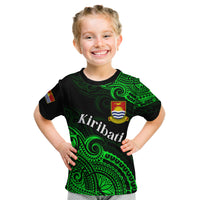 (Custom Personalised) Ribaberiki Kiribati Coat Of Arms Mix Green Polynesian Kid T Shirt LT14 Youth XL Size14 - Polynesian Pride
