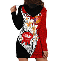 (Custom Personalised) Tonga Kava Bowl Hoodie Dress Tongan Kupesi Ngatu Pattern Black LT14 - Polynesian Pride