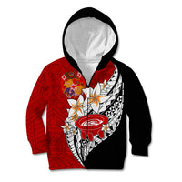 (Custom Personalised) Tonga Kava Bowl Kid Hoodie Tongan Kupesi Ngatu Pattern Black LT14 - Polynesian Pride