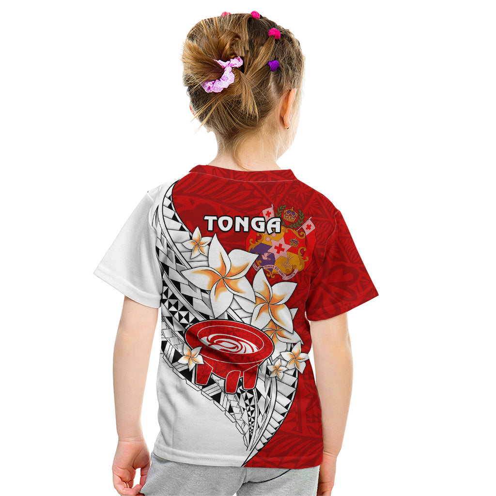 Tonga Kava Bowl Kid T Shirt Tongan Kupesi Ngatu Pattern White LT14 - Polynesian Pride