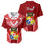 Tonga Heilala Flowers Baseball Jersey Tongan Ngatu White Special Verison LT14 Red - Polynesian Pride