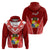 Tonga Heilala Flowers Hoodie Tongan Ngatu White Special Verison LT14 Red - Polynesian Pride