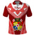 Tonga Heilala Flowers Polo Shirt Tongan Ngatu White Special Verison LT14 Red - Polynesian Pride