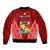 (Custom Personalised) Tonga Heilala Flowers Bomber Jacket Tongan Ngatu White Special Verison LT14 - Polynesian Pride