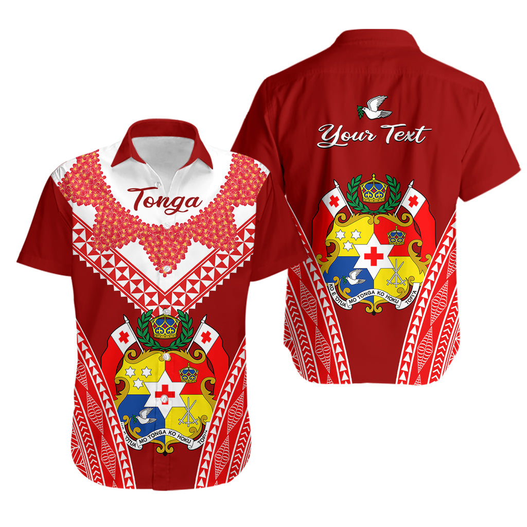 (Custom Personalised) Tonga Heilala Flowers Hawaiian Shirt Tongan Ngatu White Special Verison LT14 Red - Polynesian Pride