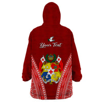(Custom Personalised) Tonga Heilala Flowers Wearable Blanket Hoodie Tongan Ngatu White Special Verison LT14 - Polynesian Pride