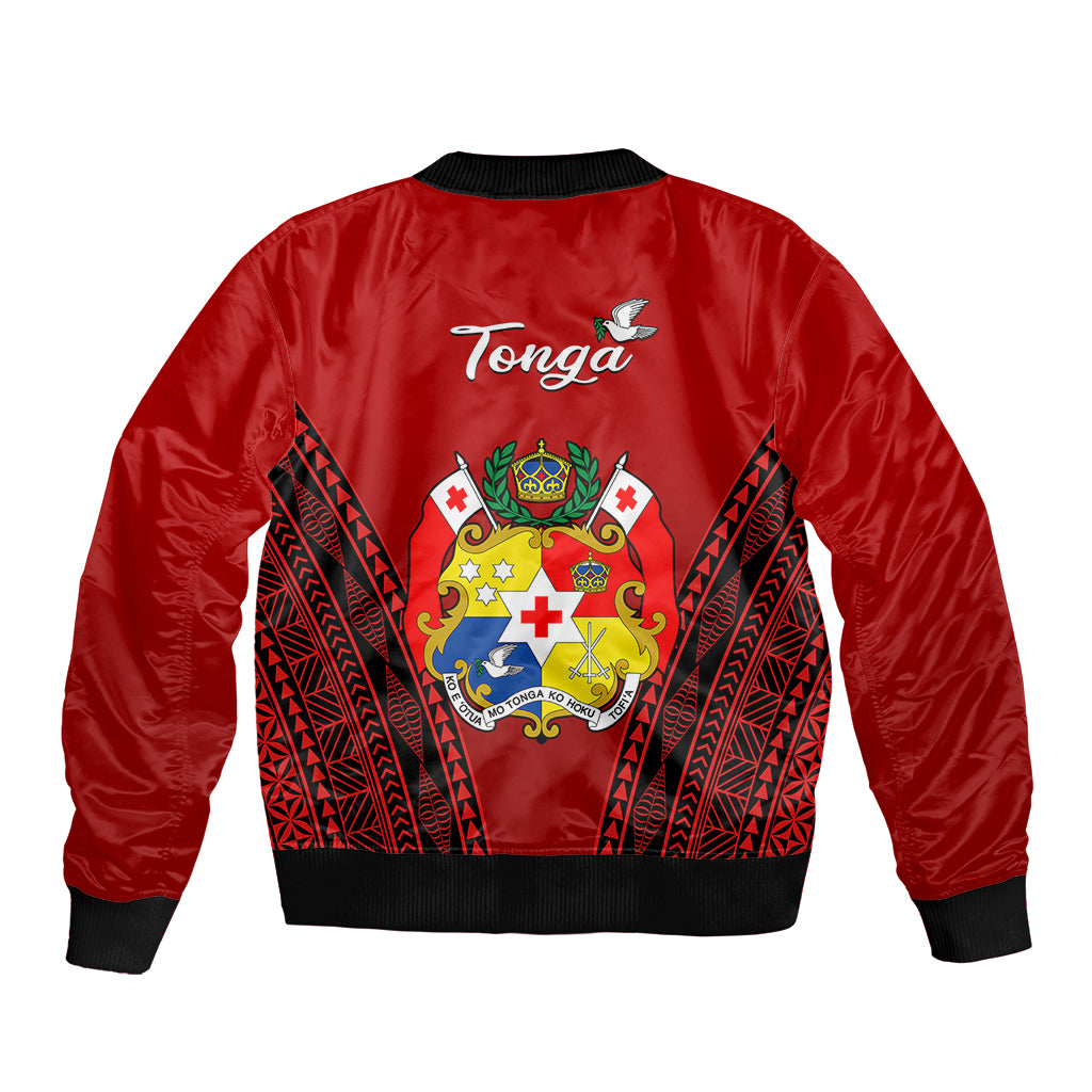 Tonga Heilala Flowers Bomber Jacket Tongan Ngatu Black Special Verison LT14 - Polynesian Pride