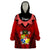 Tonga Heilala Flowers Wearable Blanket Hoodie Tongan Ngatu Black Special Verison LT14 One Size Red - Polynesian Pride