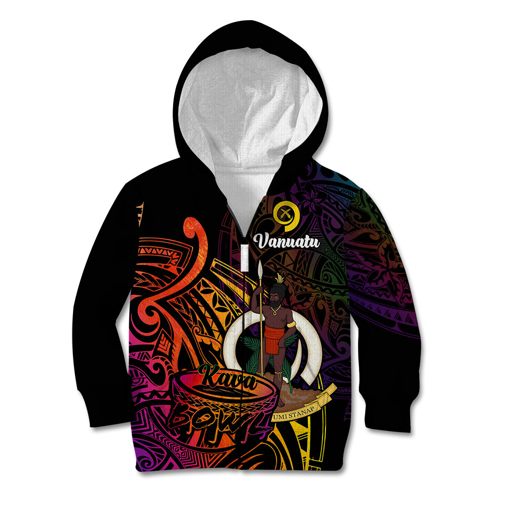 (Custom Personalised) Vanuatu Kid Hoodie Kava Bowl Mix Polynesian Gradient Style LT14 - Polynesian Pride