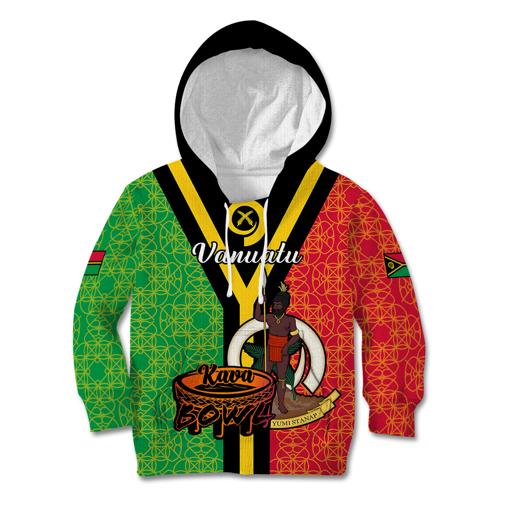 (Custom Personalised) Vanuatu Kid Hoodie Kava Bowl Mix Sand Drawing Flag Style LT14 Black - Polynesian Pride