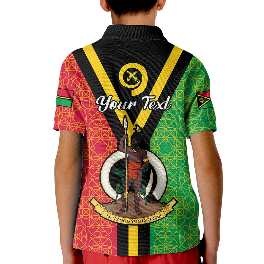 (Custom Personalised) Vanuatu Kid Polo Shirt Kava Bowl Mix Sand Drawing Flag Style LT14 - Polynesian Pride