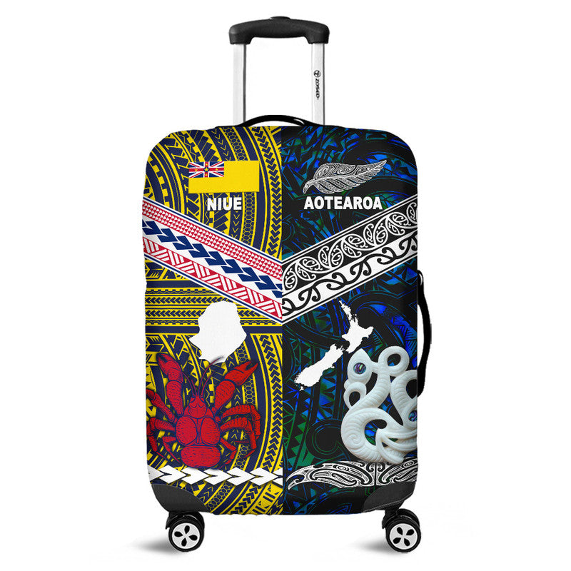 New Zealand And Niue Luggage Cover Together - Blue LT8 Blue - Polynesian Pride