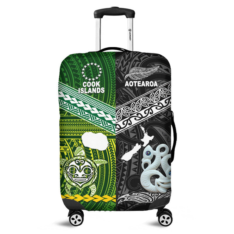 New Zealand And Cook Islands Luggage Cover Together - Black LT8 Black - Polynesian Pride