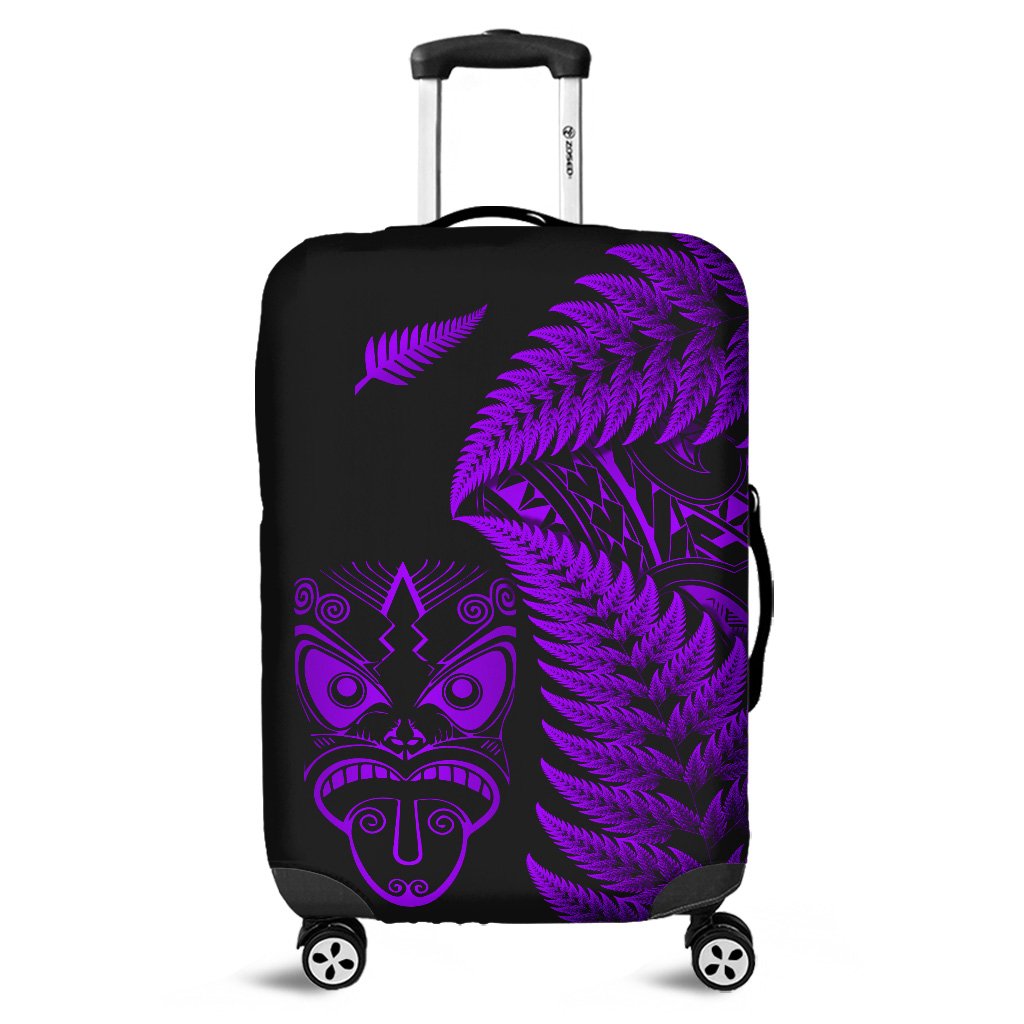 New Zealand Haka Rugby Maori Luggage Cover Silver Fern Vibes - Purple LT8 Purple - Polynesian Pride