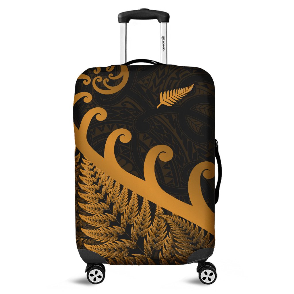 New Zealand Rugby Maori Luggage Cover Silver Fern Koru Vibes - Gold LT8 Gold - Polynesian Pride