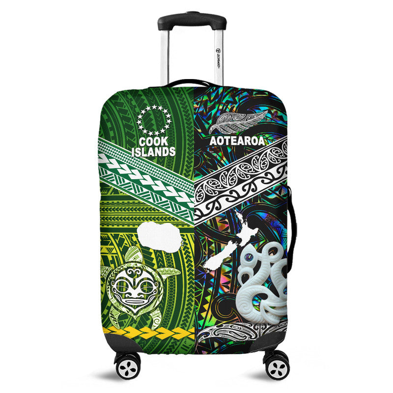 New Zealand And Cook Islands Luggage Cover Together - Paua Shell LT8 Paua Shell - Polynesian Pride