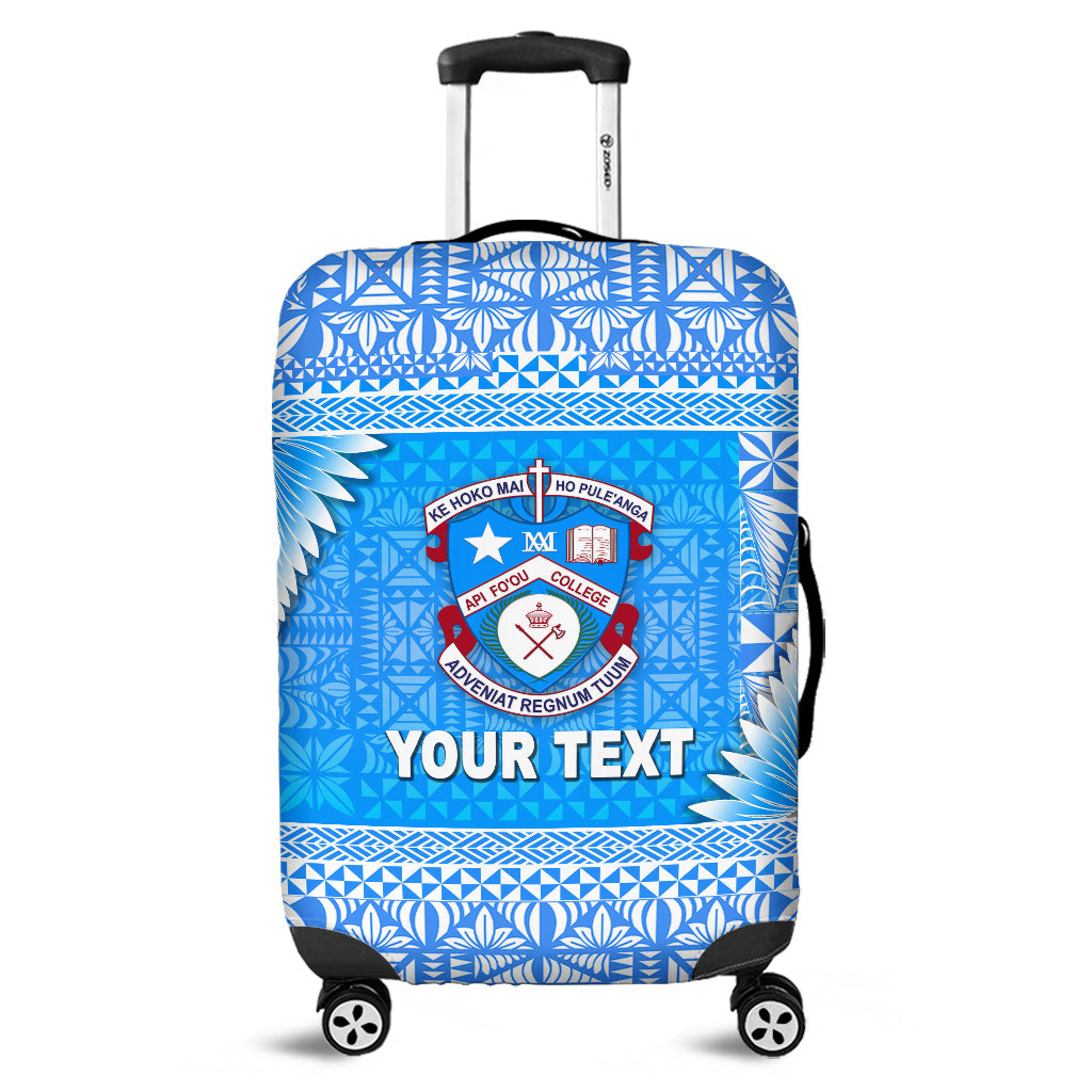 (Custom Personalised) Tonga Apifo'ou College Luggage Covers Simplified Version LT8 Blue - Polynesian Pride