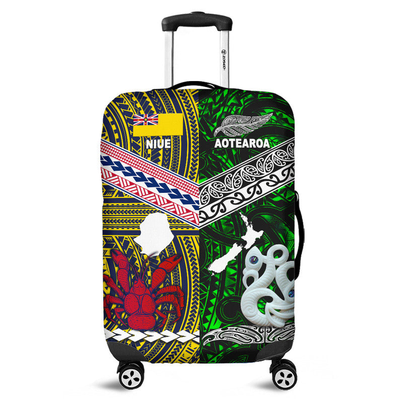 New Zealand And Niue Luggage Cover Together - Green LT8 Green - Polynesian Pride