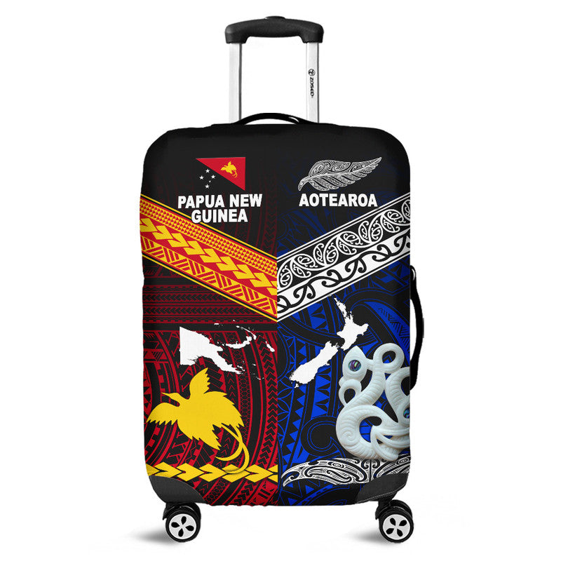 New Zealand And Papua New Guinea Luggage Cover Together - Blue LT8 Blue - Polynesian Pride