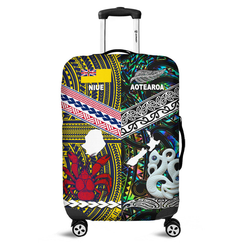 New Zealand And Niue Luggage Cover Together - Paua Shell LT8 Paua Shell - Polynesian Pride