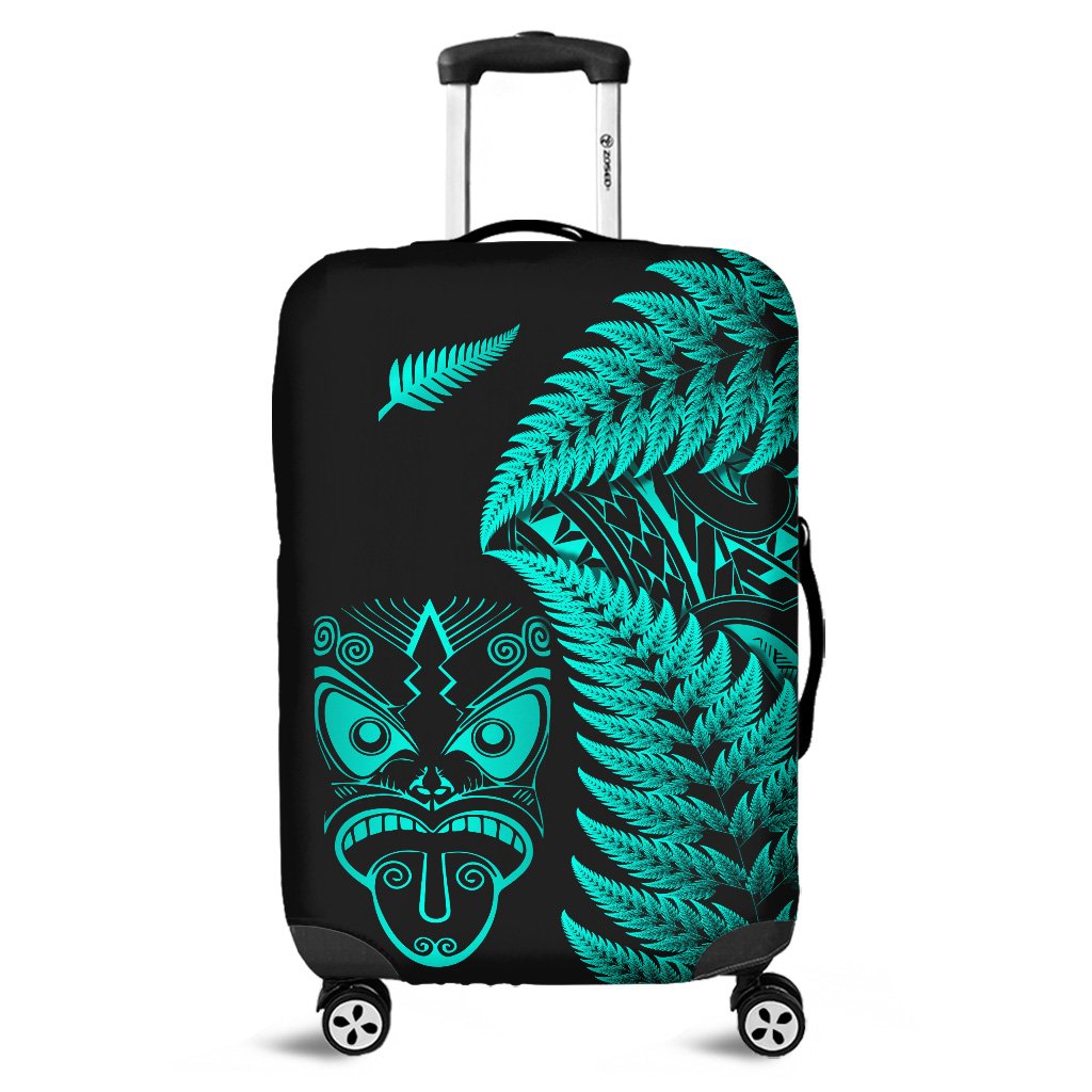 New Zealand Haka Rugby Maori Luggage Cover Silver Fern Vibes - Turquoise LT8 Turquoise - Polynesian Pride