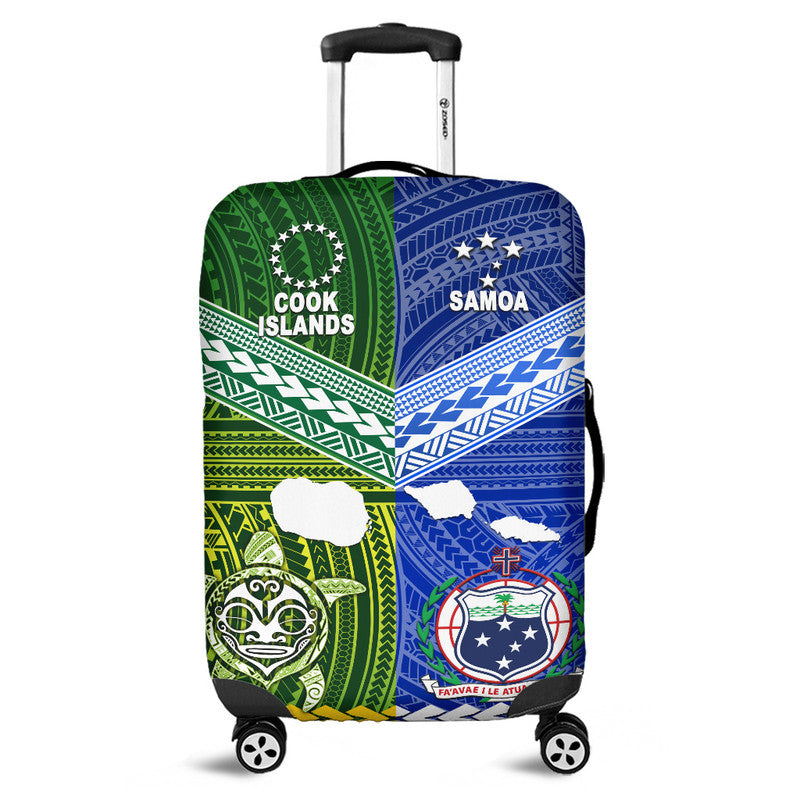 Samoa And Cook Islands Luggage Cover Together LT8 Blue - Polynesian Pride