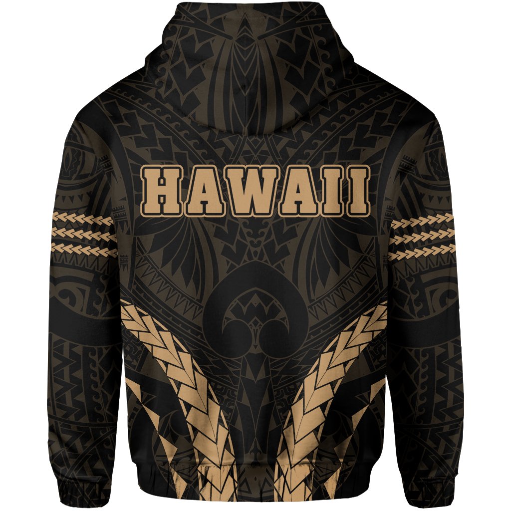 Polynesian Kakau Seal of Hawaii Zip Hoodie Sport Style Version 2.0 Gold - Polynesian Pride