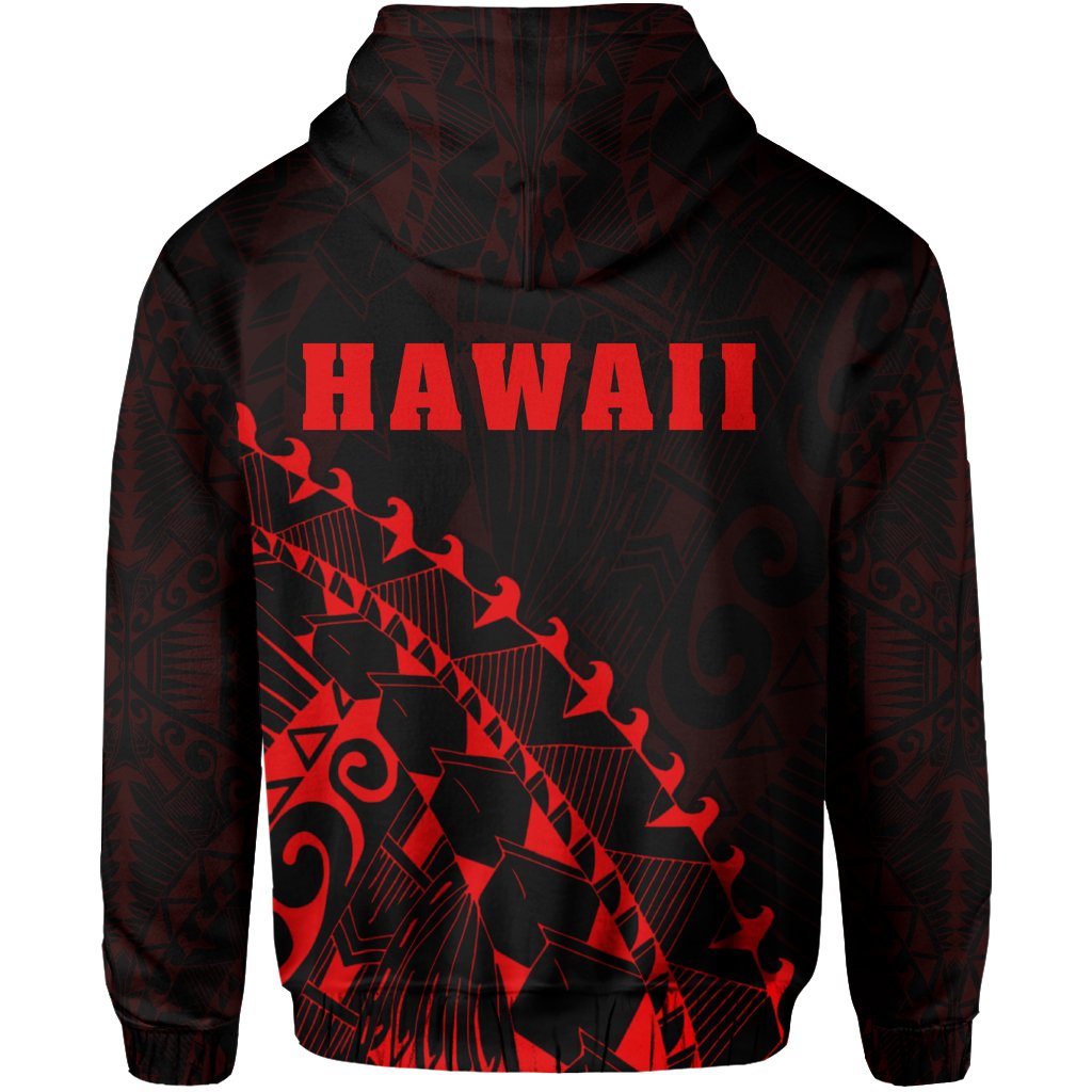 Kanaka Map Hoodie (Red) Turtle Style - Polynesian Pride