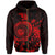 Hawaii Coat of Arms Zipper Hoodie (Red) Turtle Style - Polynesian Pride