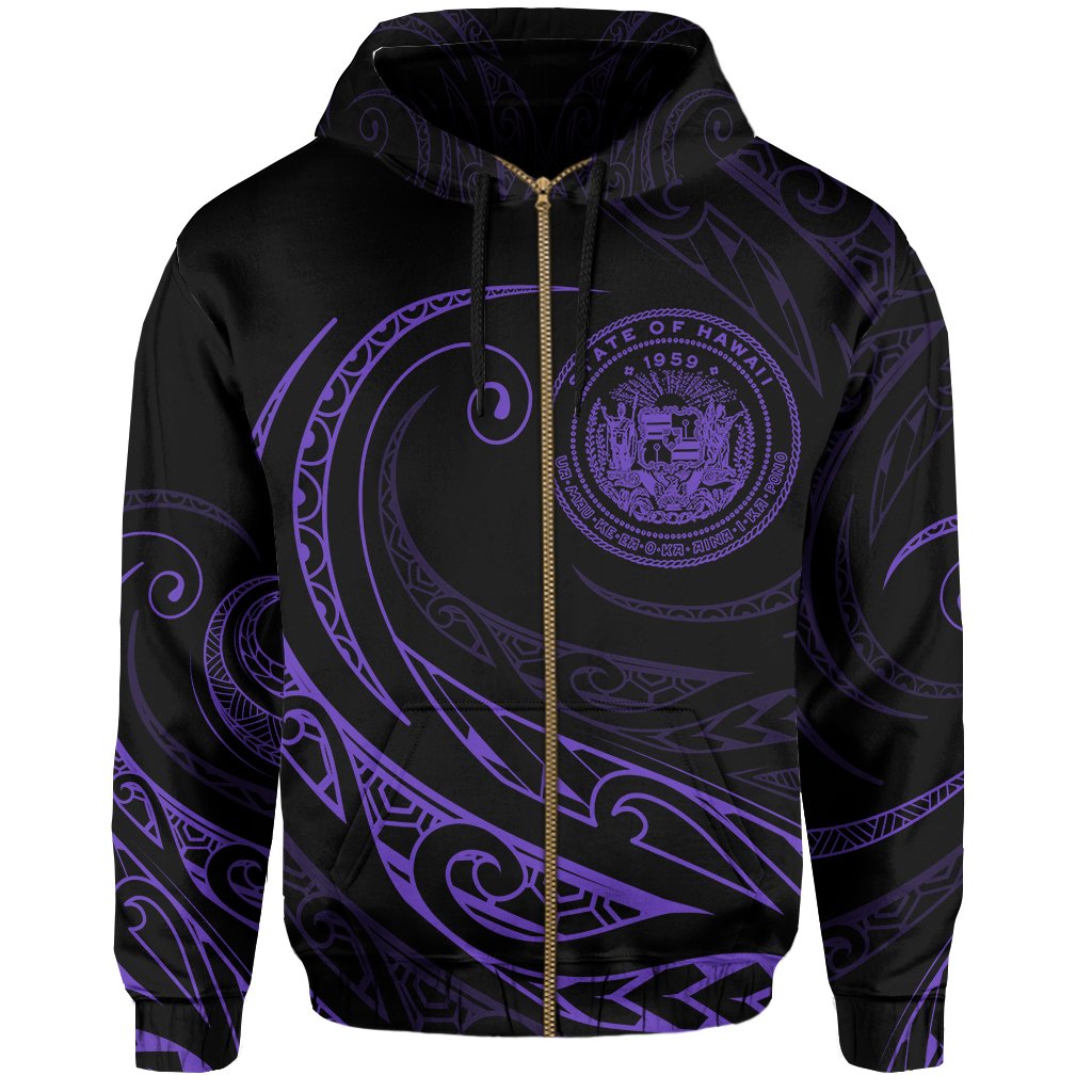Hawaii Zipper Hoodie Frida Style Purple - Polynesian Pride