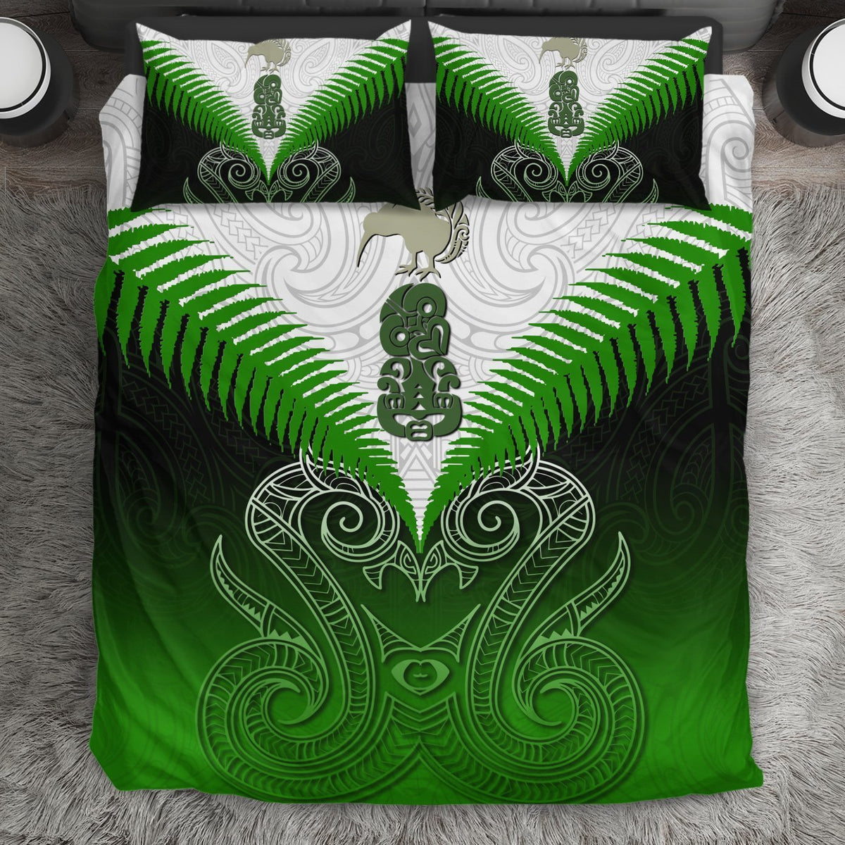 Maori Manaia Bedding Set Green - Polynesian Pride