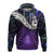 New Zealand Maori Hoodie Manaia Paua Shell Glitter Purple LT4 - Polynesian Pride