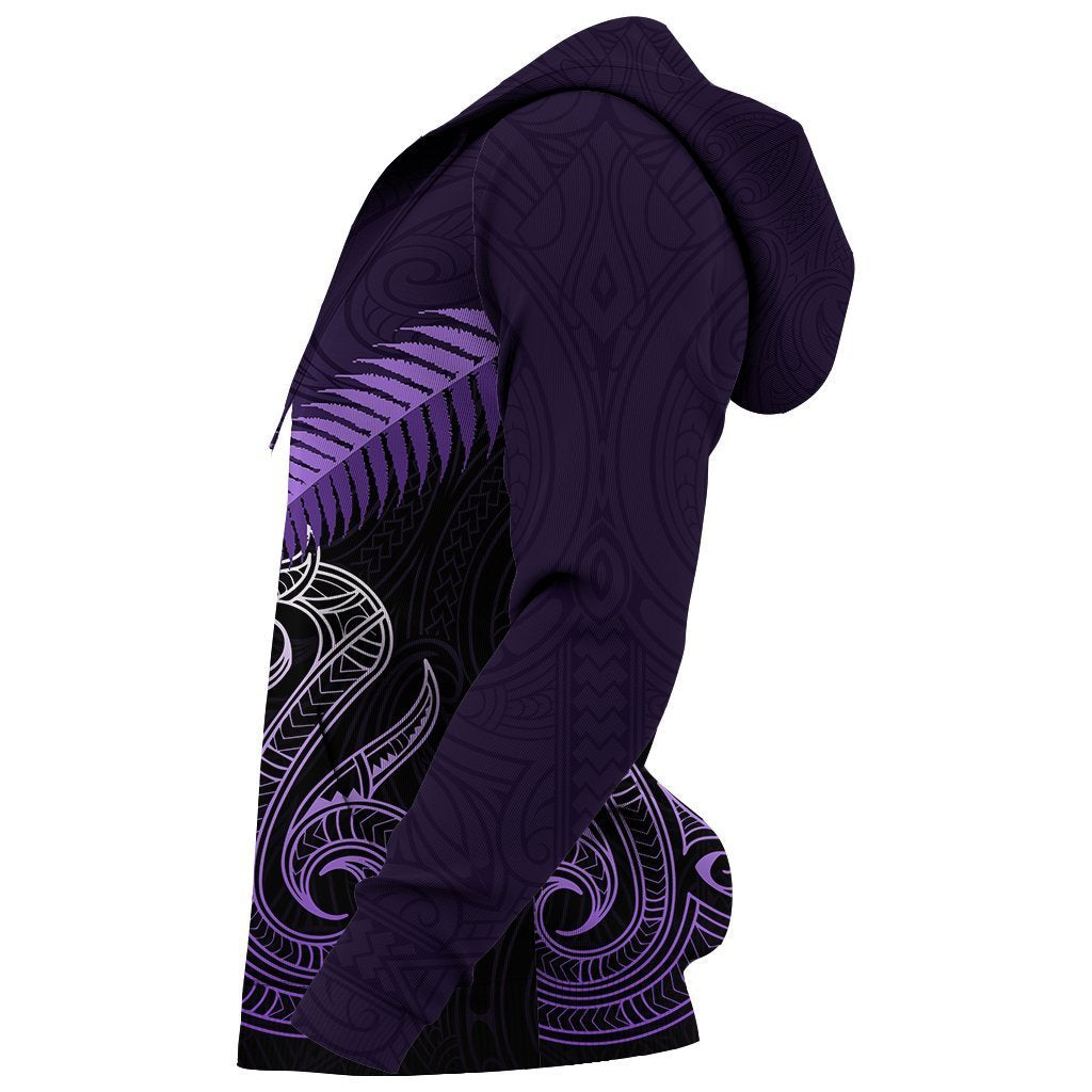 Maori Manaia New Zealand Zip up Hoodie Purple - Polynesian Pride