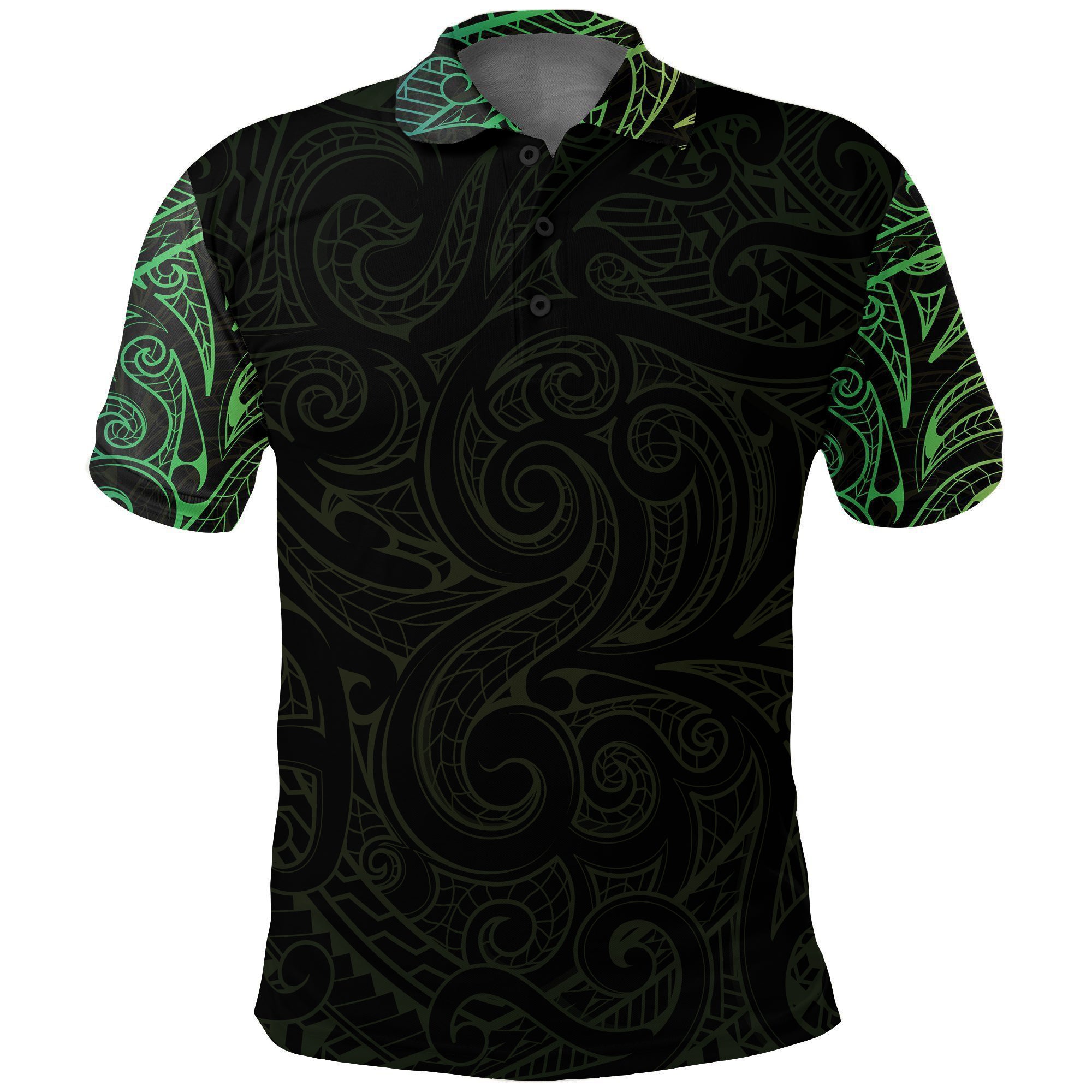 Polynesian Pride Apparel New Zealand Polo Shirt Light Maori Green LT8 Unisex Black - Polynesian Pride