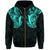 Maori Ta Moko Zip Hoodie New Zealand Turquoise - Polynesian Pride