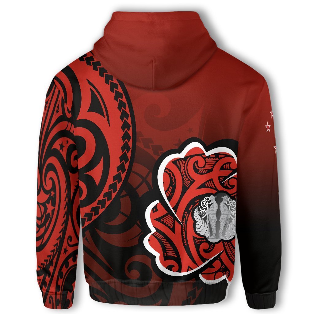 Lest We Forget Zip Hoodie, Maori Poppy Flowers Full Zip Hoodie - Polynesian Pride