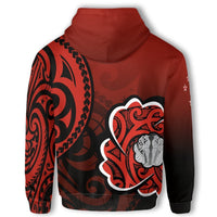 Lest We Forget Zip Hoodie, Maori Poppy Flowers Full Zip Hoodie - Polynesian Pride