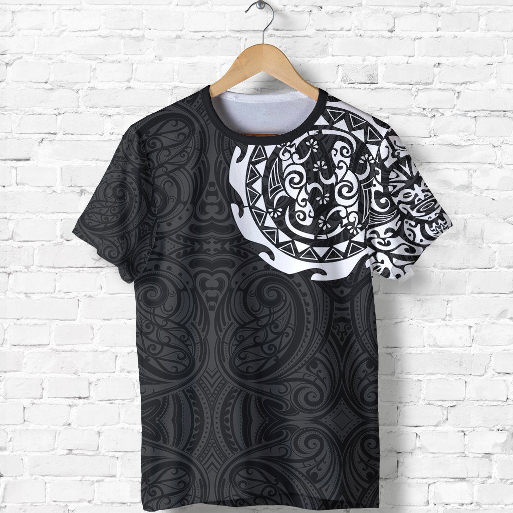 New Zealand Shirt, Maori Lizard Tattoo T Shirt Unisex Black - Polynesian Pride