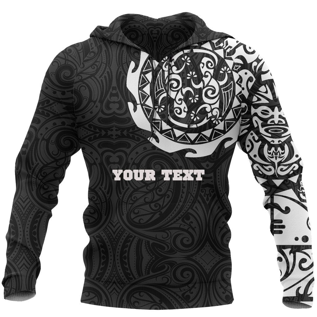 Maori Tangaroa Tattoo New Zealand Custom Hoodie White Unisex Black - Polynesian Pride