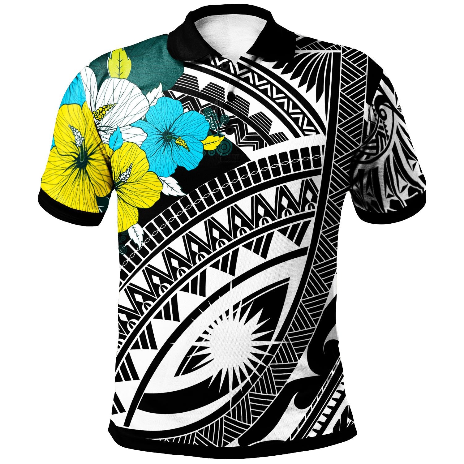 Marshall Islands Polo Polynesian Pattern Black Color Unisex Black - Polynesian Pride