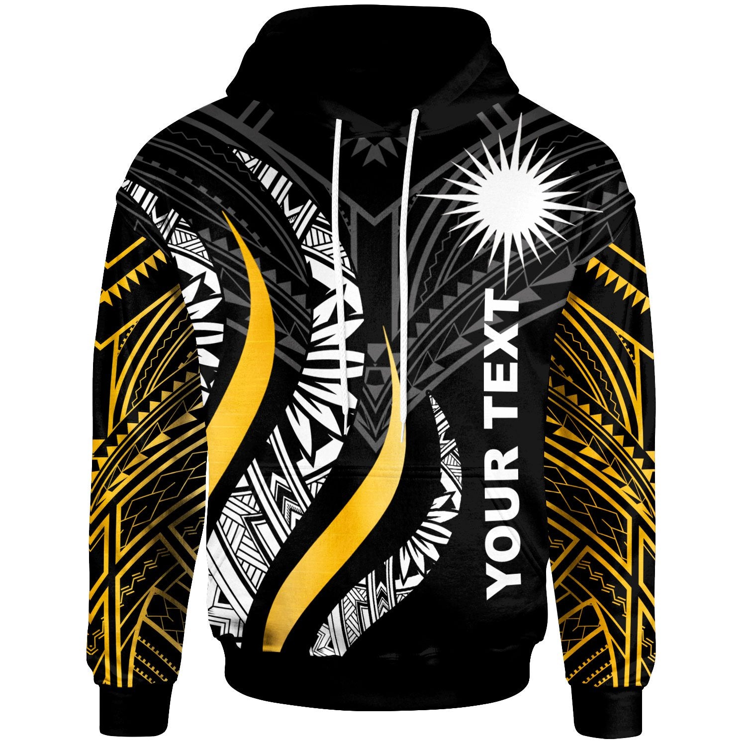 Marshall Islands Custom Hoodie Marshall Islands Strong Fire Pattern Gold Unisex Gold - Polynesian Pride